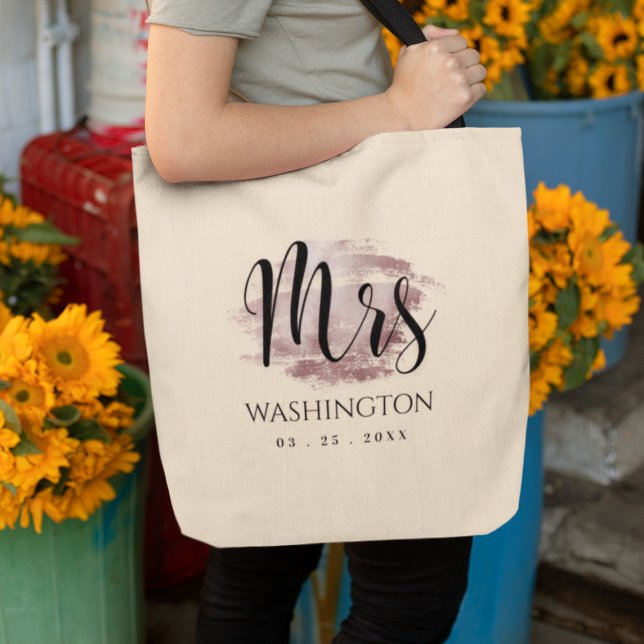 Mrs Elegant Script Rose Gold Wedding Monogram  Tote Bag (Creator Uploaded)