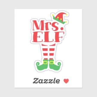 Mrs Elf Cute Christmas Sticker