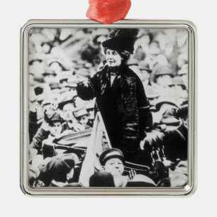 Mrs Emmeline Pankhurst Addressing a Crowd Metal Ornament