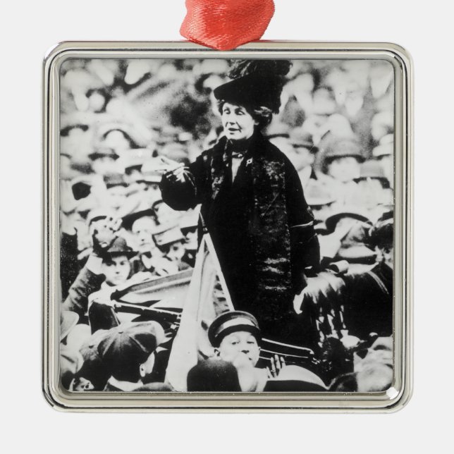 Mrs Emmeline Pankhurst  Addressing a Crowd Metal Ornament (Front)