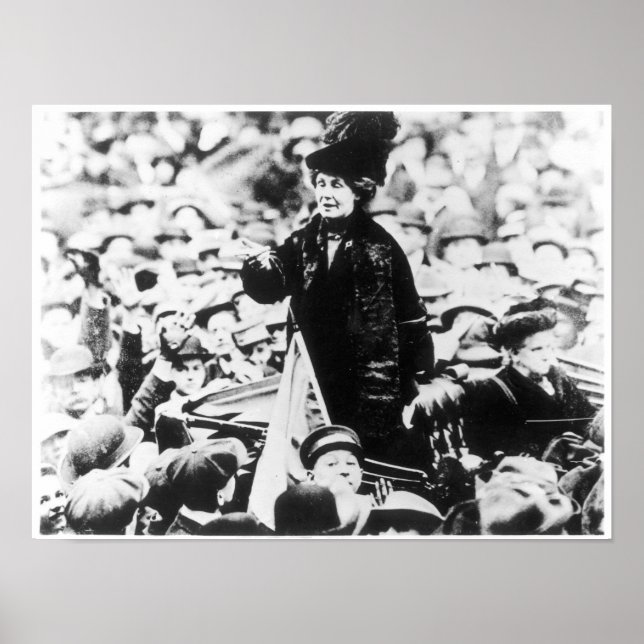 Mrs Emmeline Pankhurst  Addressing a Crowd Poster (Front)