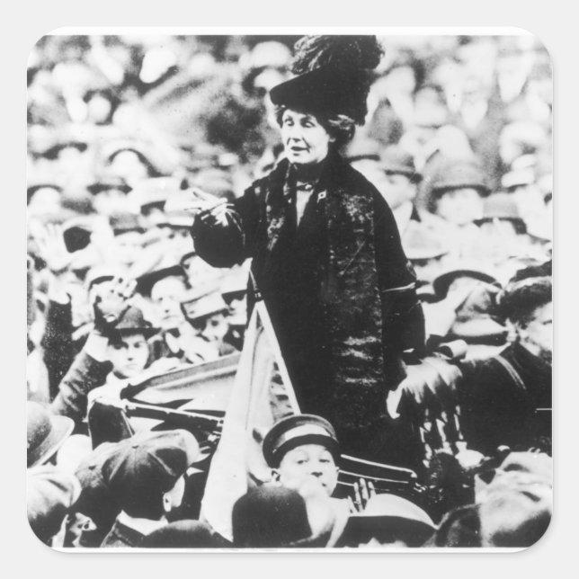 Mrs Emmeline Pankhurst  Addressing a Crowd Square Sticker (Front)