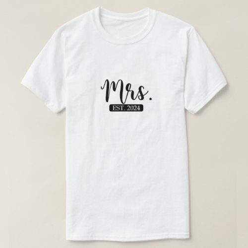 Mrs Est 2024 Matching Couple Newlywed Married T_Shirt