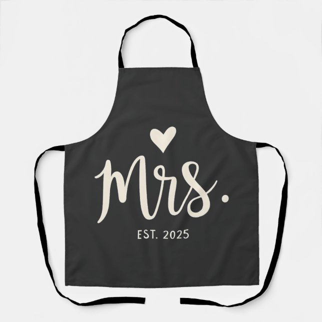 Mrs Est. 2025 Husband Bride Engagement Wedding Apron (Front)