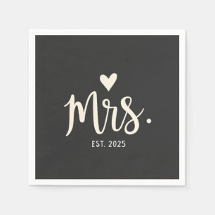Mrs Est. 2025 Husband Bride Engagement Wedding Napkins