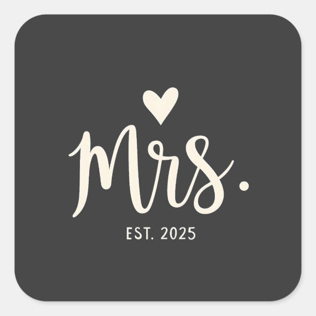Mrs Est. 2025 Husband Bride Engagement Wedding Square Sticker (Front)