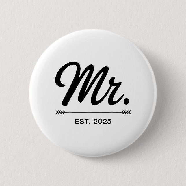 Mrs. Est. 2025 Just Married Wedding Party Mr And M Button (Front)
