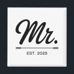 Mrs. Est. 2025 Just Married Wedding Party Mr And M Magnet<br><div class="desc">Mrs. Est. 2025 Just Married Wedding Party Mr And Mrs Bride</div>