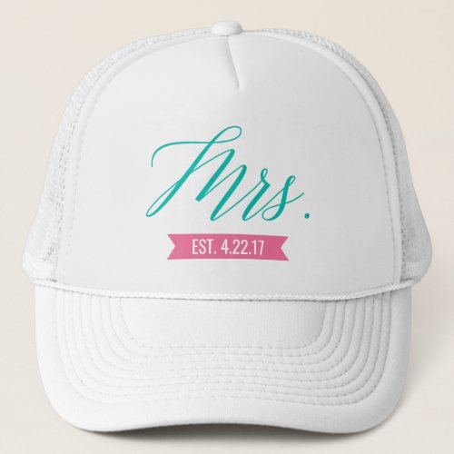Mrs Established Personalized Date Bride Trucker Hat