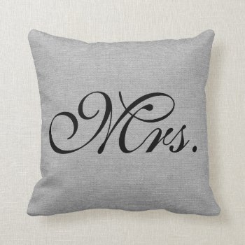 Mrs. Faux Linen French Gray Burlap Rustic Chic Jut Throw Pillow by iBella at Zazzle