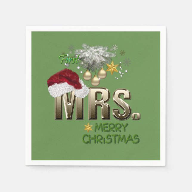 MRS. First Christmas Paper Napkins (Front)