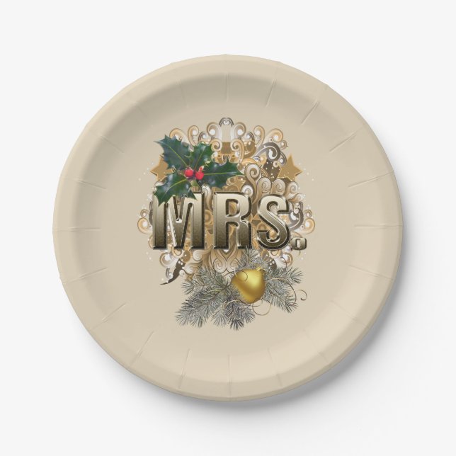 MRS. First Christmas Paper Plates (Front)