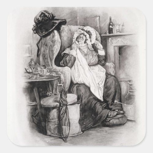 Mrs Gamp from Charles Dickens A Gossip about hi Square Sticker