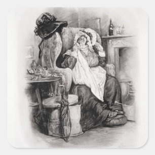 Mrs Gamp, from 'Charles Dickens: A Gossip about hi Square Sticker