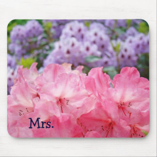 Mrs. gifts Brides Marriage Pink Rhododendrons Mouse Pad