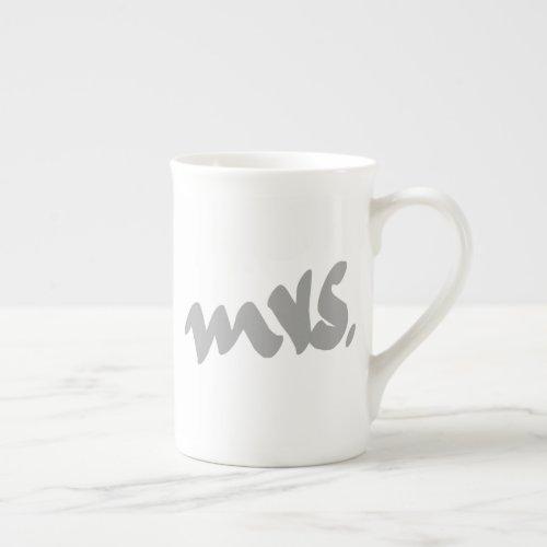 Mrs Gifts For Her Mothers Day Gray White Cool Bone China Mug