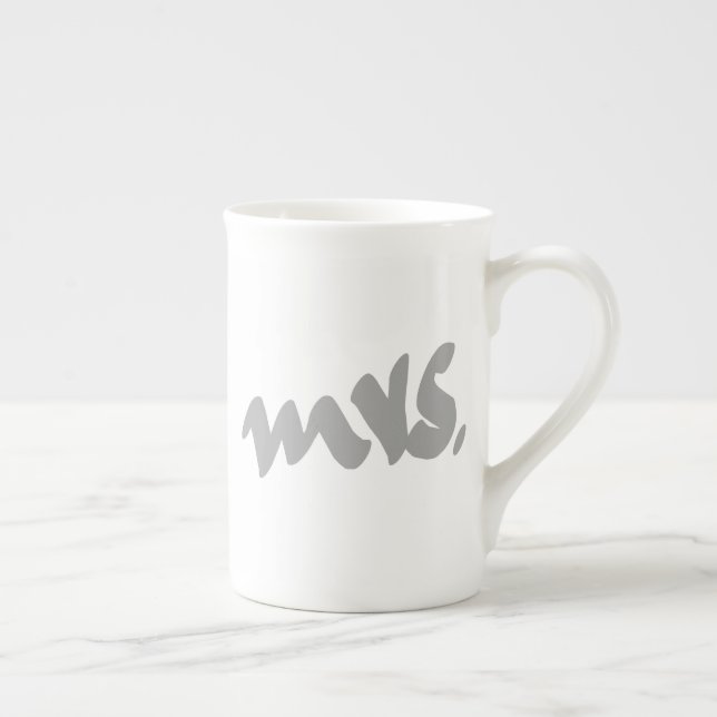 Mrs. Gifts For Her Mother's Day Gray White Cool Bone China Mug (Right)