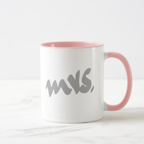 Mrs Gifts For Her Mothers Day Gray White Pink Mug