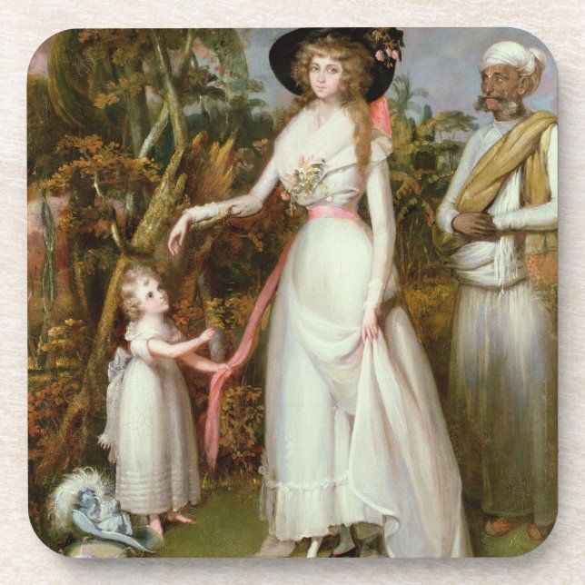 Mrs Graham of Kinross, her Daughter and a Jamadar, Coaster (Front)