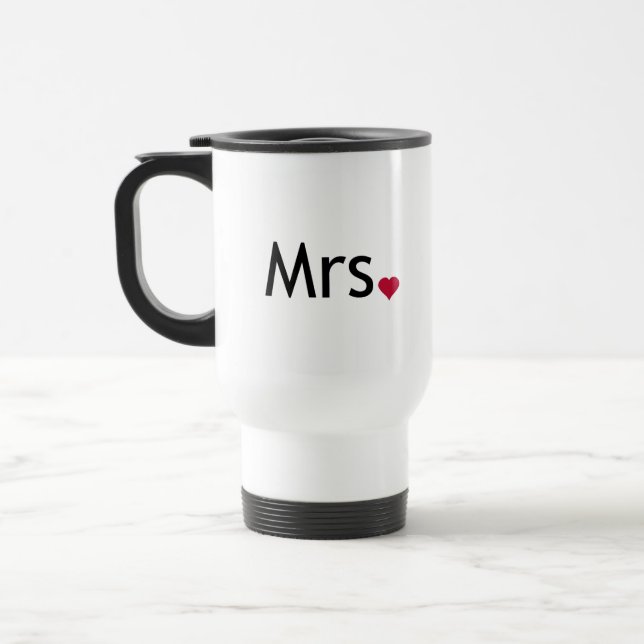 Mrs  - half of Mr and Mrs set Travel Mug (Left)