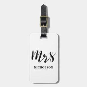 Mrs.   Handwritten   Hers   Brush Lettered Simple Luggage Tag
