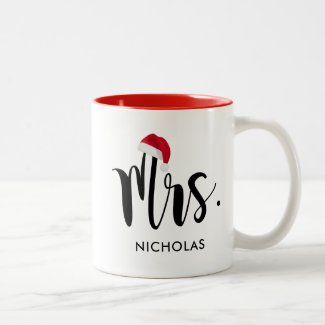 Mrs. Holiday Mug | Santa Hat Monogram