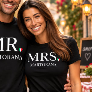 MRS. Italian Flag Heart Personal Last Name Couple Tri-Blend Shirt