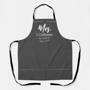 Mrs Just Married with Date Wedding Gift Cute Apron