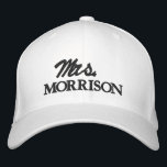 Mrs. Last Name black and white cute Embroidered Baseball Cap<br><div class="desc">Chic Mrs. Last Name black and white cute script Embroidered Baseball Cap
Available in many colors and options</div>