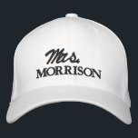 Mrs. Last Name black and white cute Embroidered Baseball Cap<br><div class="desc">Chic Mrs. Last Name black and white cute script Embroidered Baseball Cap
Available in many colors and options</div>