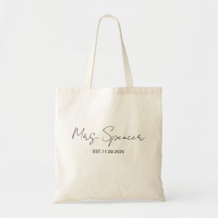 Mrs. Last Name Est Year Tote Bag Personalized Date
