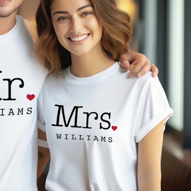 Mrs Last Name Heart Wedding Monogram Tri-Blend Shirt (Creator Uploaded)
