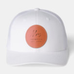 Mrs. Modern Black White Minimalist Script  Leather Patch Hat<br><div class="desc">A simple minimalist white and black script text wedding "Mrs" leather patch hat that can be customized with your surname and established date. An ideal gift for newlyweds,  bridal showers,  wedding gifts. Customize the text and make it your own.</div>