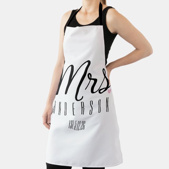 Mrs Modern Script Custom Wedding Date Newlywed  Apron (Insitu)