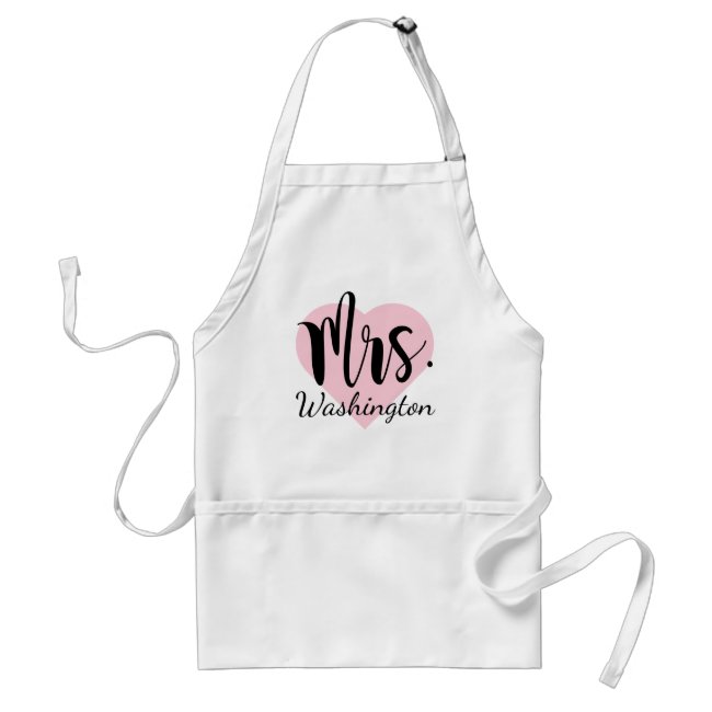 Mrs. Monogram | Pink Heart Adult Apron