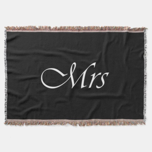 Mrs Monogram Throw Blanket (Front)