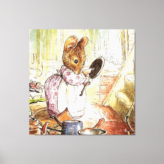 “Mrs Mouse Cleans Pots and Pans” by Beatrix Potter Canvas Print (Front)
