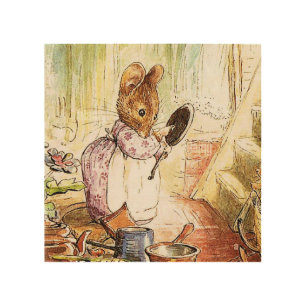 “Mrs Mouse Cleans Pots and Pans” by Beatrix Potter Wood Wall Art