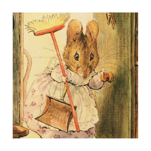 âœMrs Mouse Sweeps the Dollhouseâ by Beatrix Potter Wood Wall Art