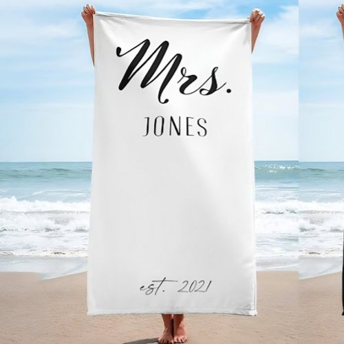 Mrs Mr Honeymoon Gift  Just Married Custom Gift  Beach Towel