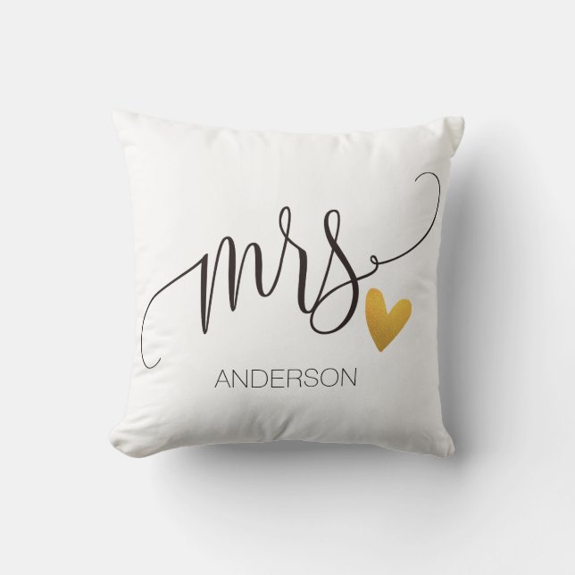 Mrs.|Mr.& Mrs.| Calligraphy|Personlized Wedding-2 Throw Pillow (Front)