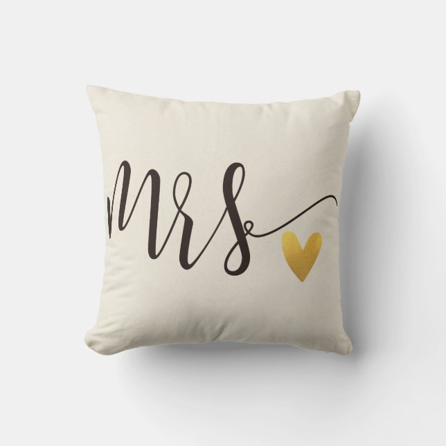 Mrs.|Mr.&Mrs.Wedding Throw Pillow (Front)