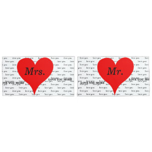 Mrs. Mr. Red Hearts Love Pillow Case