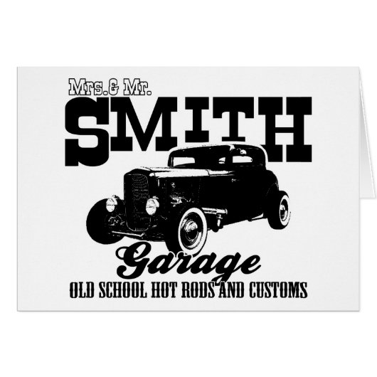 Mrs.& Mr. Smith Hot-Rod Garage Cards (Front Horizontal)