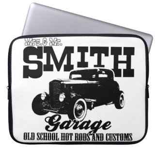 Mrs.& Mr. Smith Hot-Rod Garage Laptop Sleeve