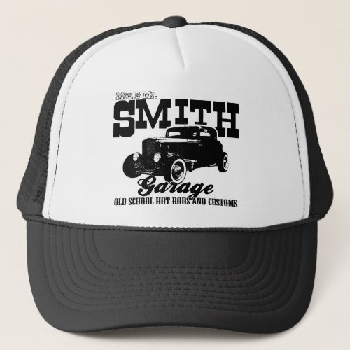 Mrs Mr Smith Hot_Rod Garage Trucker Hat