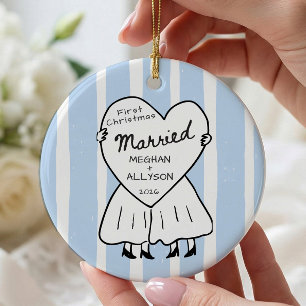 Mrs & Mrs First Christmas Married Ornament
