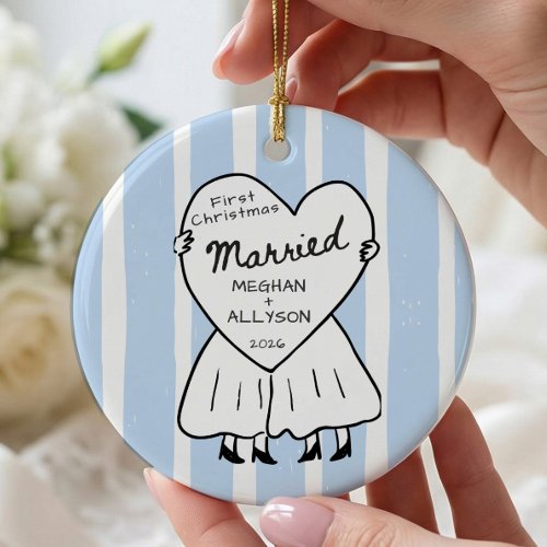Mrs & Mrs First Christmas Married Ornament