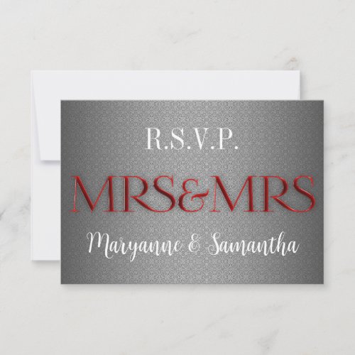 Mrs &amp; Mrs Gay Lesbian Wedding RSVP in Silver