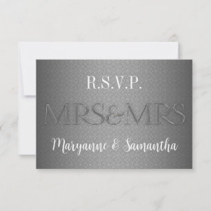 Mrs & Mrs Gay Lesbian Wedding RSVP in Silver